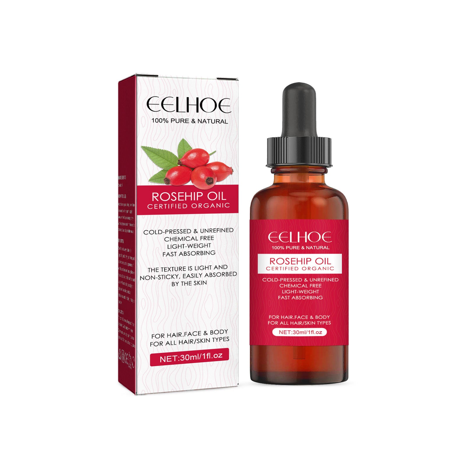 Eelhoe Rosehip Oil: 100% Pure & Natural Certified Organic Skincare