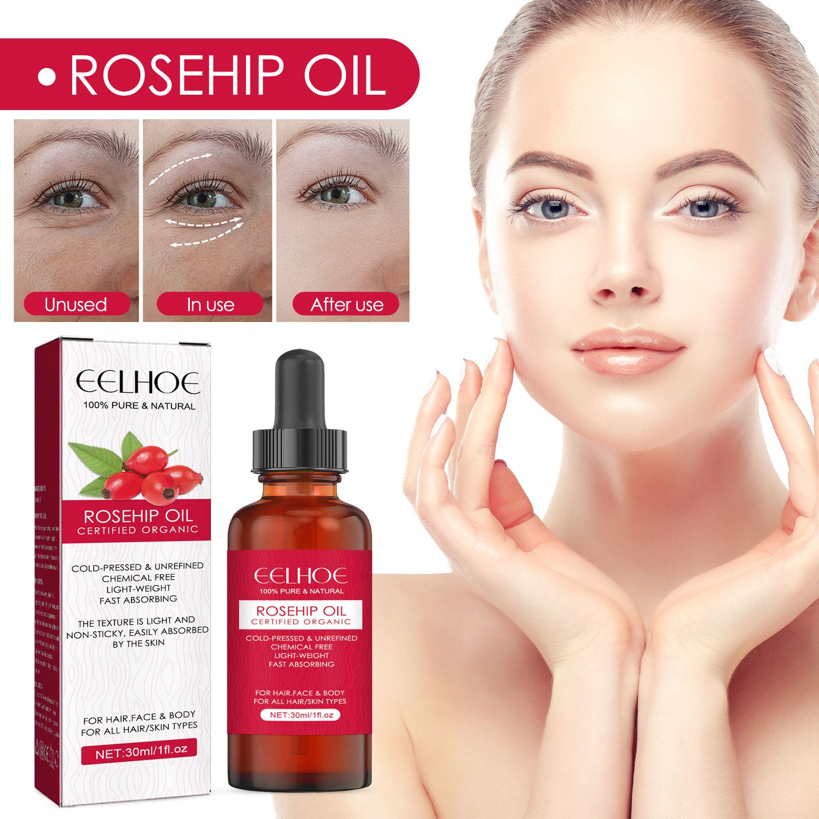 Eelhoe Rosehip Oil: 100% Pure & Natural Certified Organic Skincare